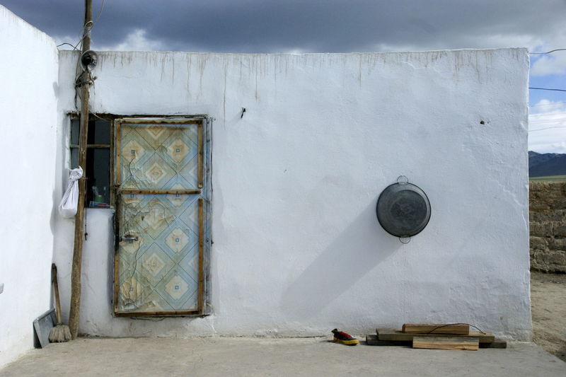 Closed door of old building