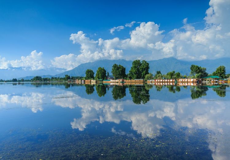 Panoramic view of lake against cloudy sky