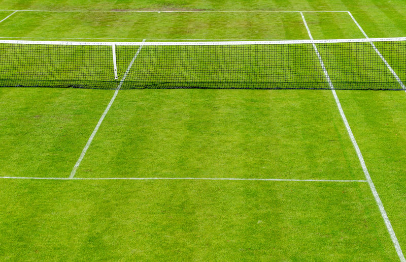 High angle view of soccer field