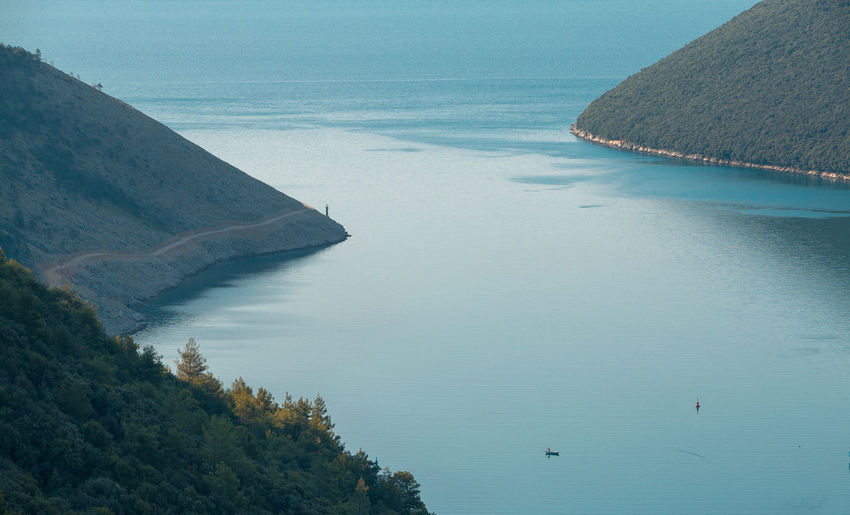 High angle view of sea against sky