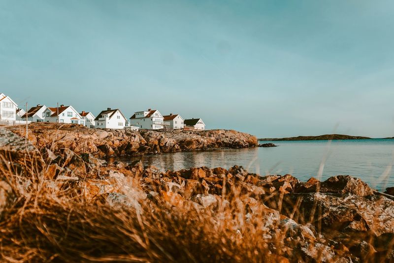Scenic view of sea shore against sky