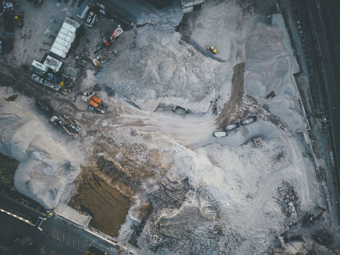 Aerial view of construction site