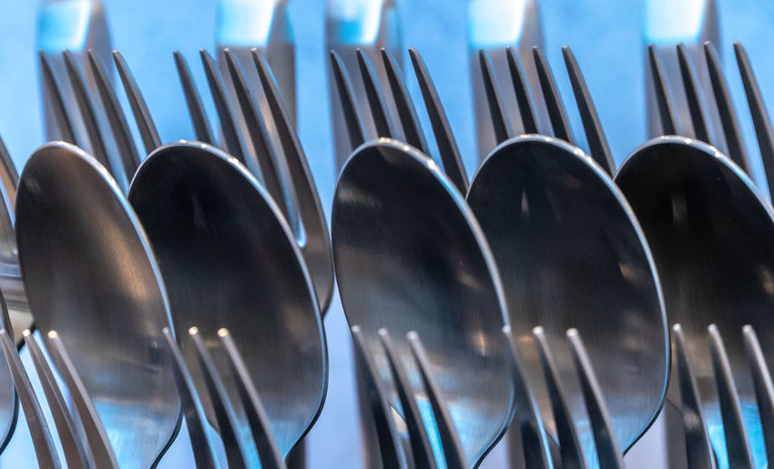 Close-up of spoons and forks