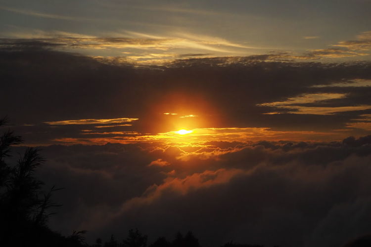 Low angle view of dramatic sky during sunset