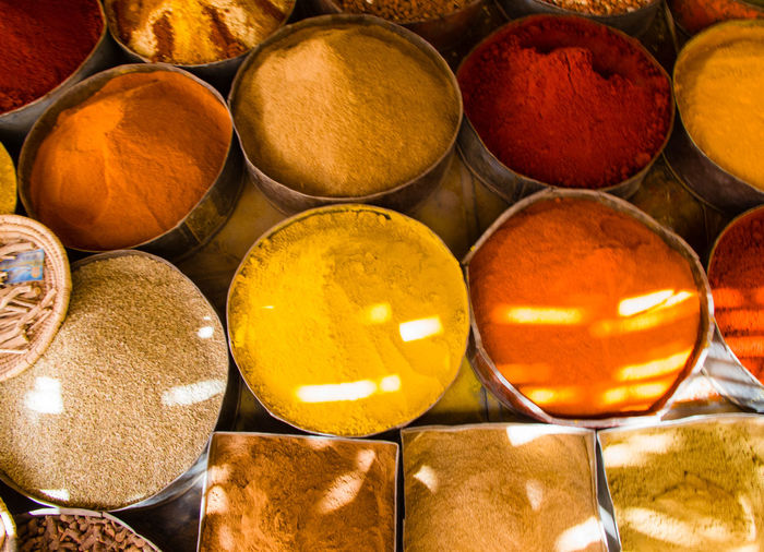 Full frame shot spices for sale in market