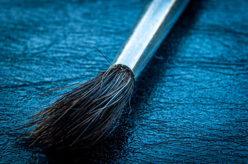 High angle view of paintbrushes 