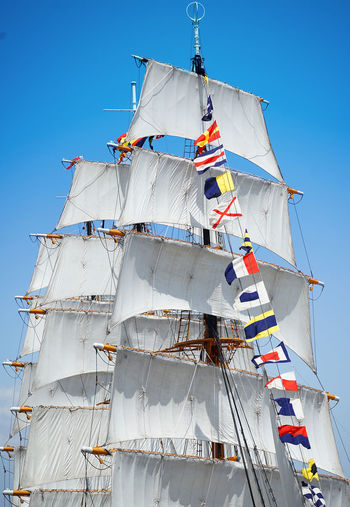Low angle view of sailing ship
