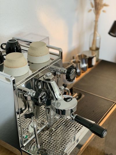 High angle view of coffee beans in industry