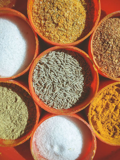 Full frame shot of spices for sale in market