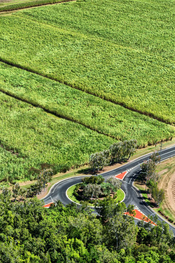 High angle view of road amidst landscape