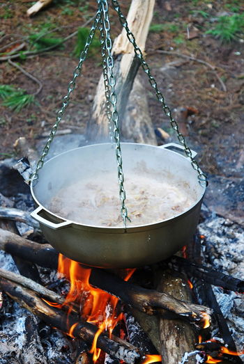 Close-up of fire on barbecue grill