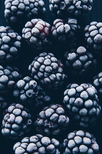 Full frame shot of frozen blackberries