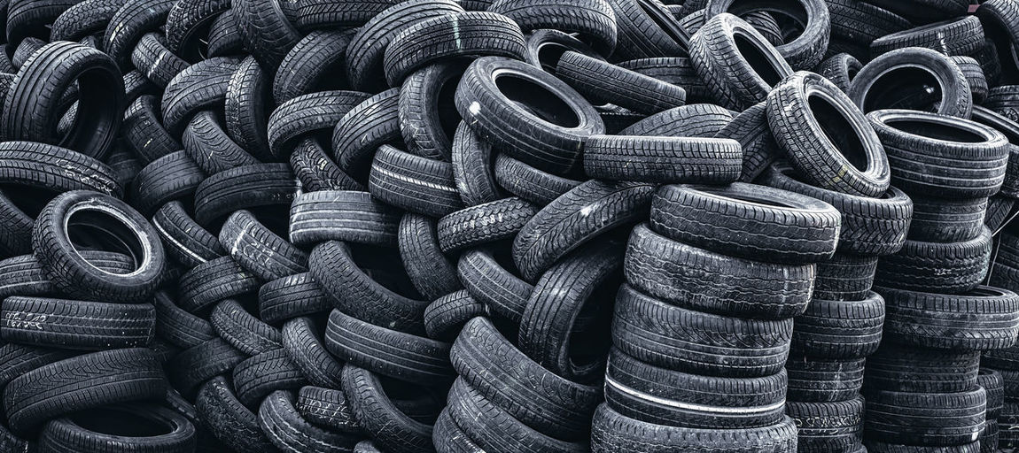 Pile of used car tires
