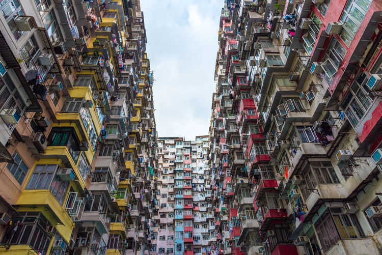 Low angle view of buildings against sky