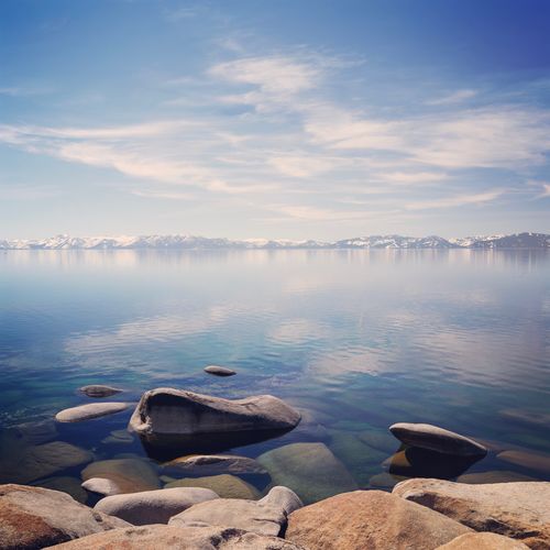 Scenic view of lake against sky