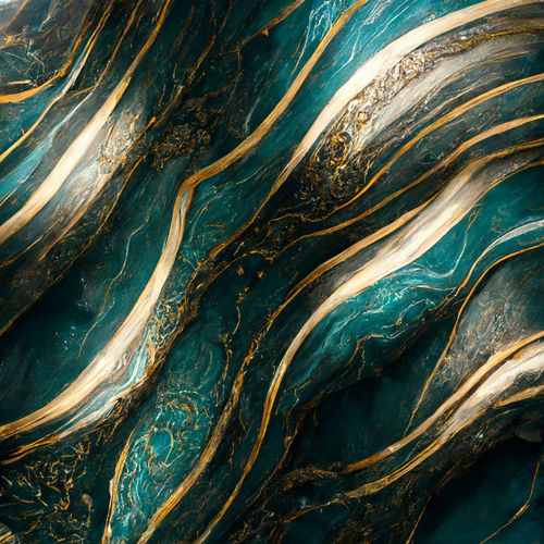 The natural pattern background in gold and teal color, digital generate image