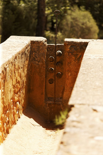 Close-up of rusty metal on wall