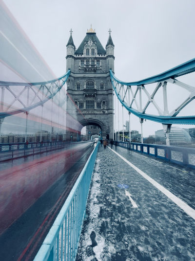 Long exposure image of bus on london bridge