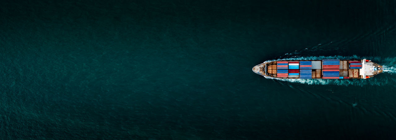 Container ship for import and export, business logistic and transportation by container ship 