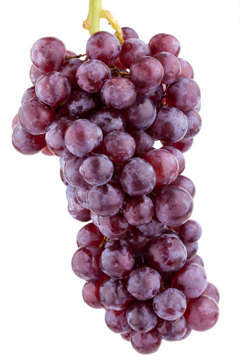 Close-up of grapes against white background