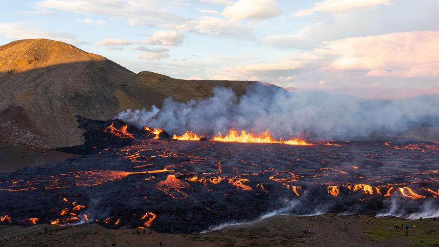 A volcanic eruption began on august 4th 2022 in the fagradalsfjall volcano, southwest iceland.