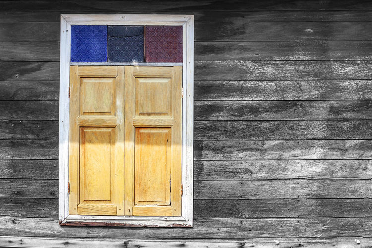 Closed door of old building