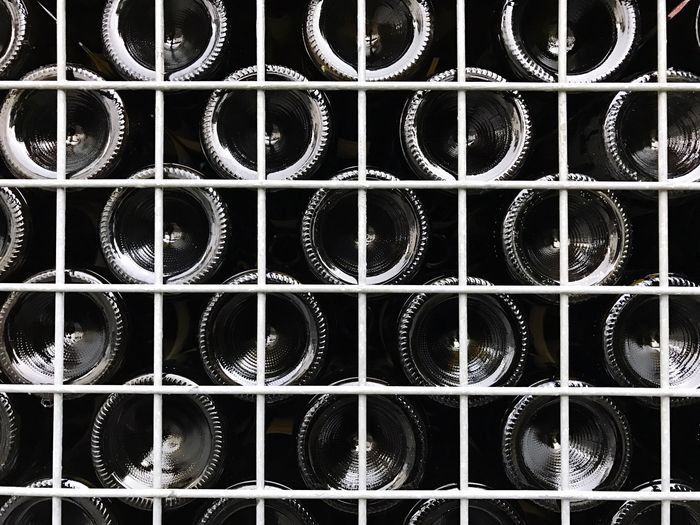 Full frame shot of wine rack