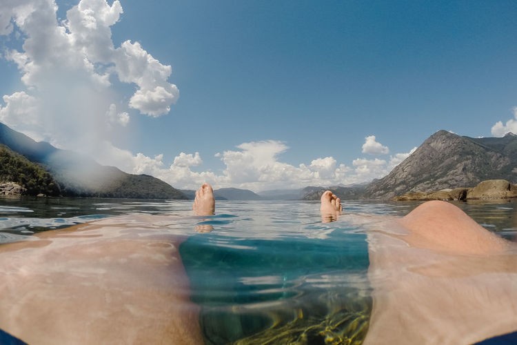 Man relaxing in lake
