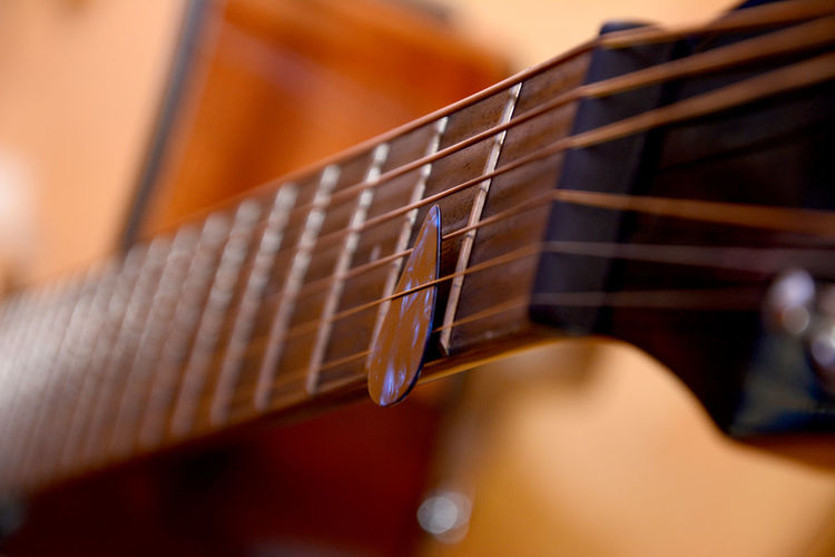 Close-up of acoustic guitar
