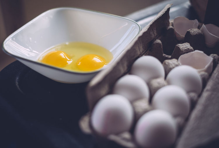 Close-up of eggs in container