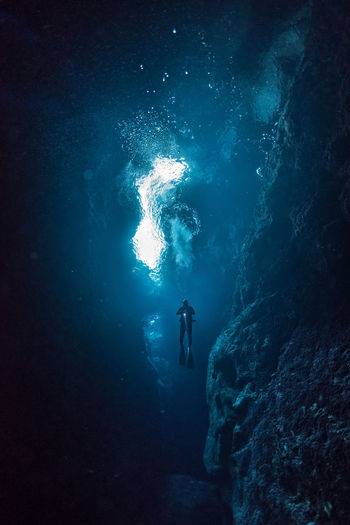 Man swimming undersea