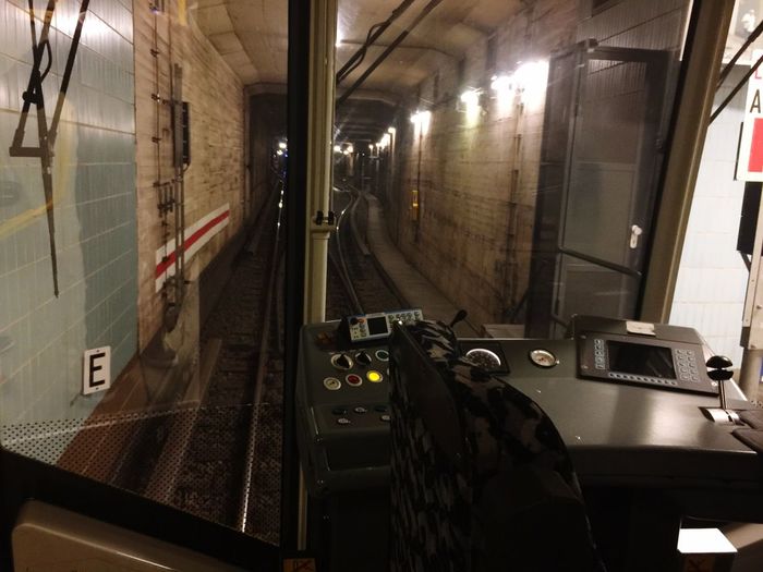 Train at railroad station platform