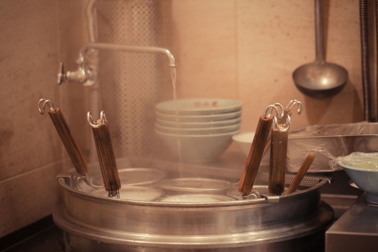 Food being prepared in commercial kitchen