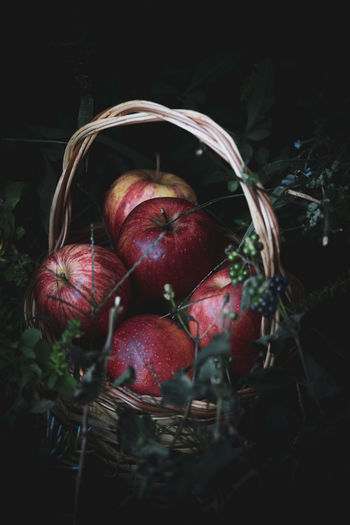 Close-up of apples in basket