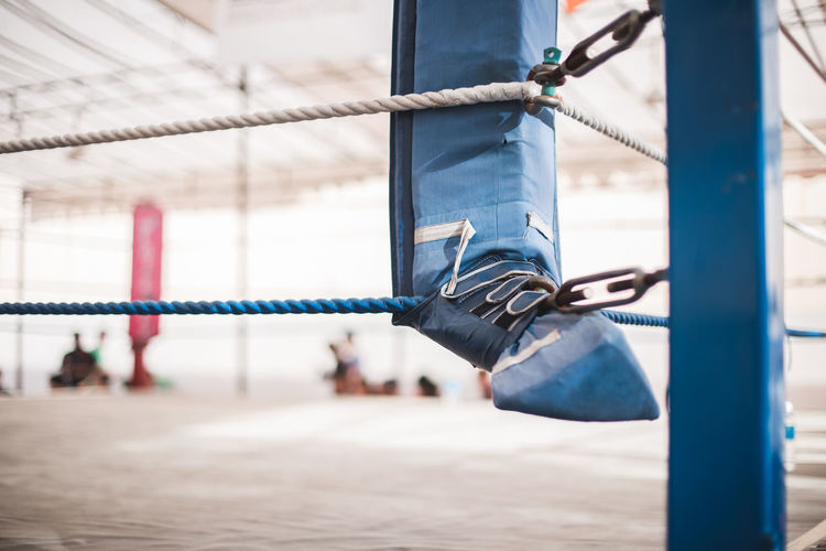 Close-up photo from low angle of boxing ring
