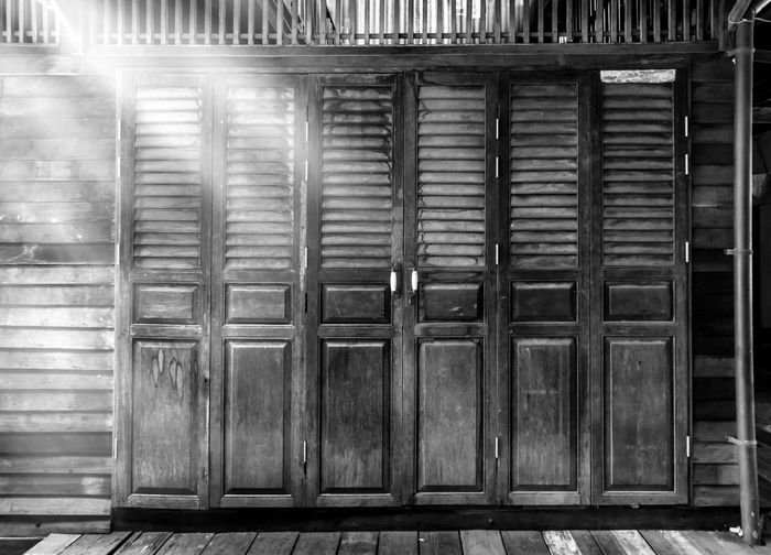 Full frame shot of closed metal door of building