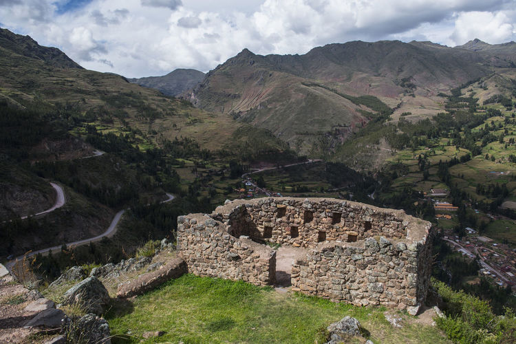 Inca ruin above of urubamba in the sacred valley of the incas