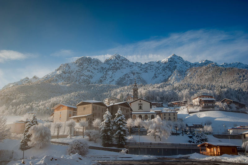 Mountain villages after a snowfall