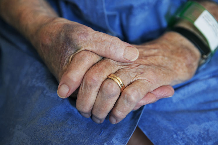 Hands of senior woman, close-up