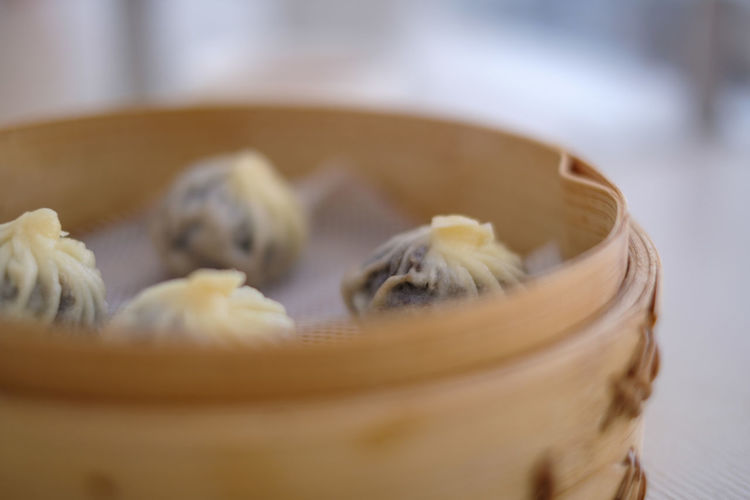 Close-up of dim sum on table