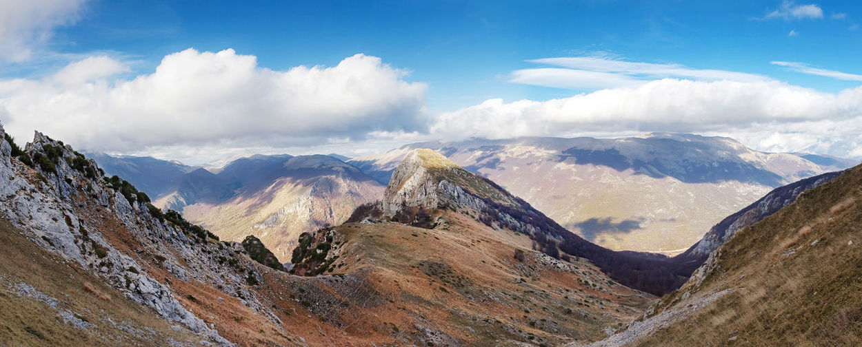 Panoramic view of mountain landscape against sky