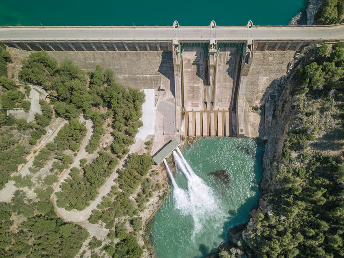 Aerial view of hydroelectric dam