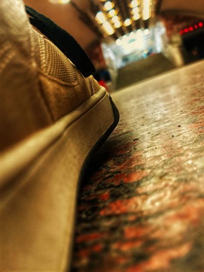 Close-up of shoes on table