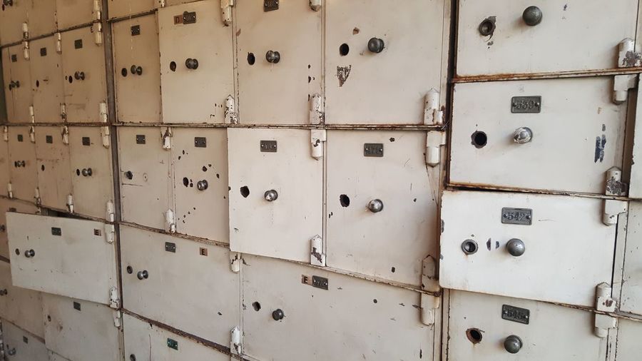 Full frame shot of abandoned lockers