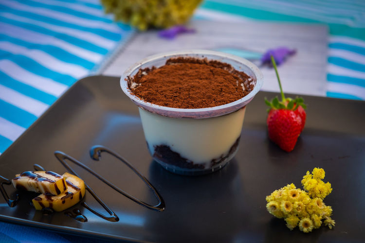 Close-up of dessert on table