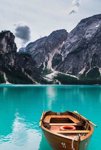 Boat moored in a lake