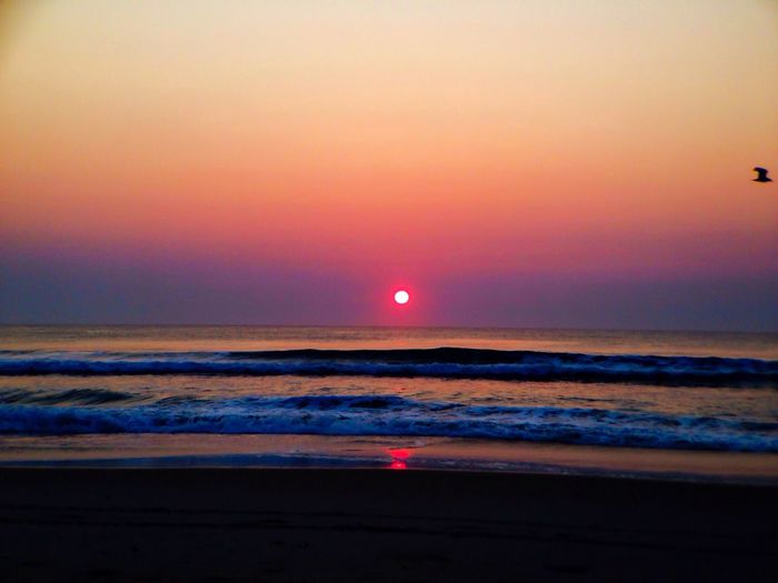 Scenic view of sea at sunset