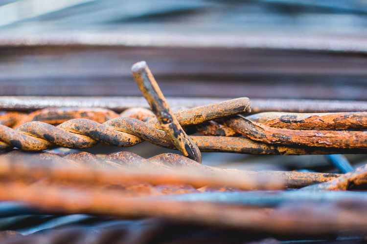 Close-up of rusted metal wire