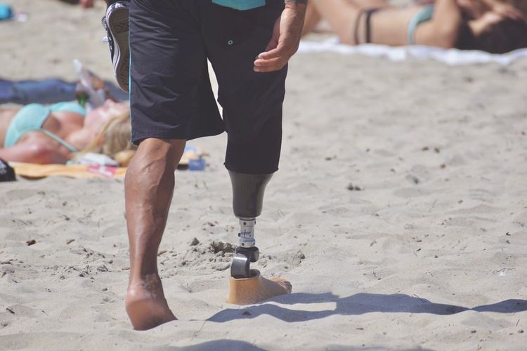 Low section of man artificial leg