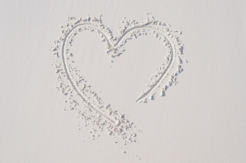 High angle view of heart shape on white wall